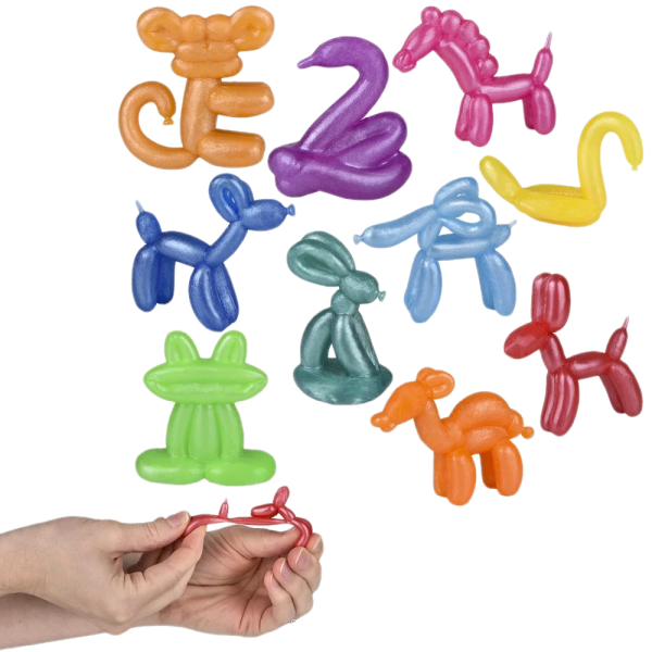 1.75" Squishy Mini Balloon Animals- 10 pack